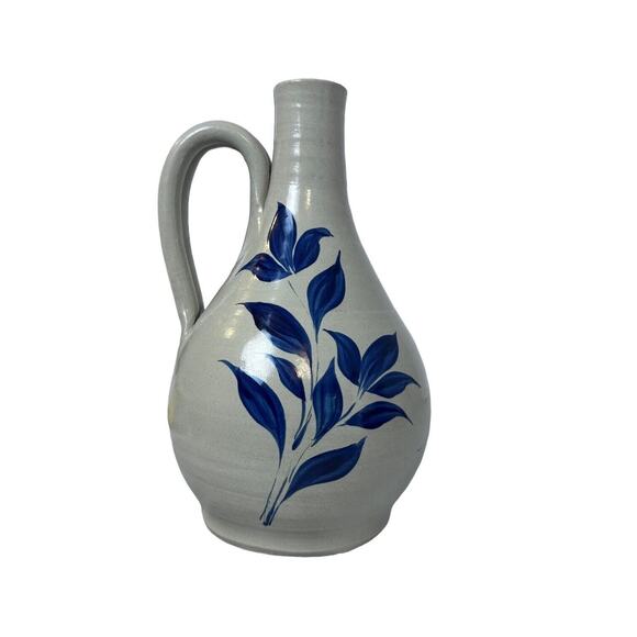 Williamsburg Pottery Lamp Base Only Yorktowne Salt Glaze Stoneware Jug Floral - Picture 12 of 13